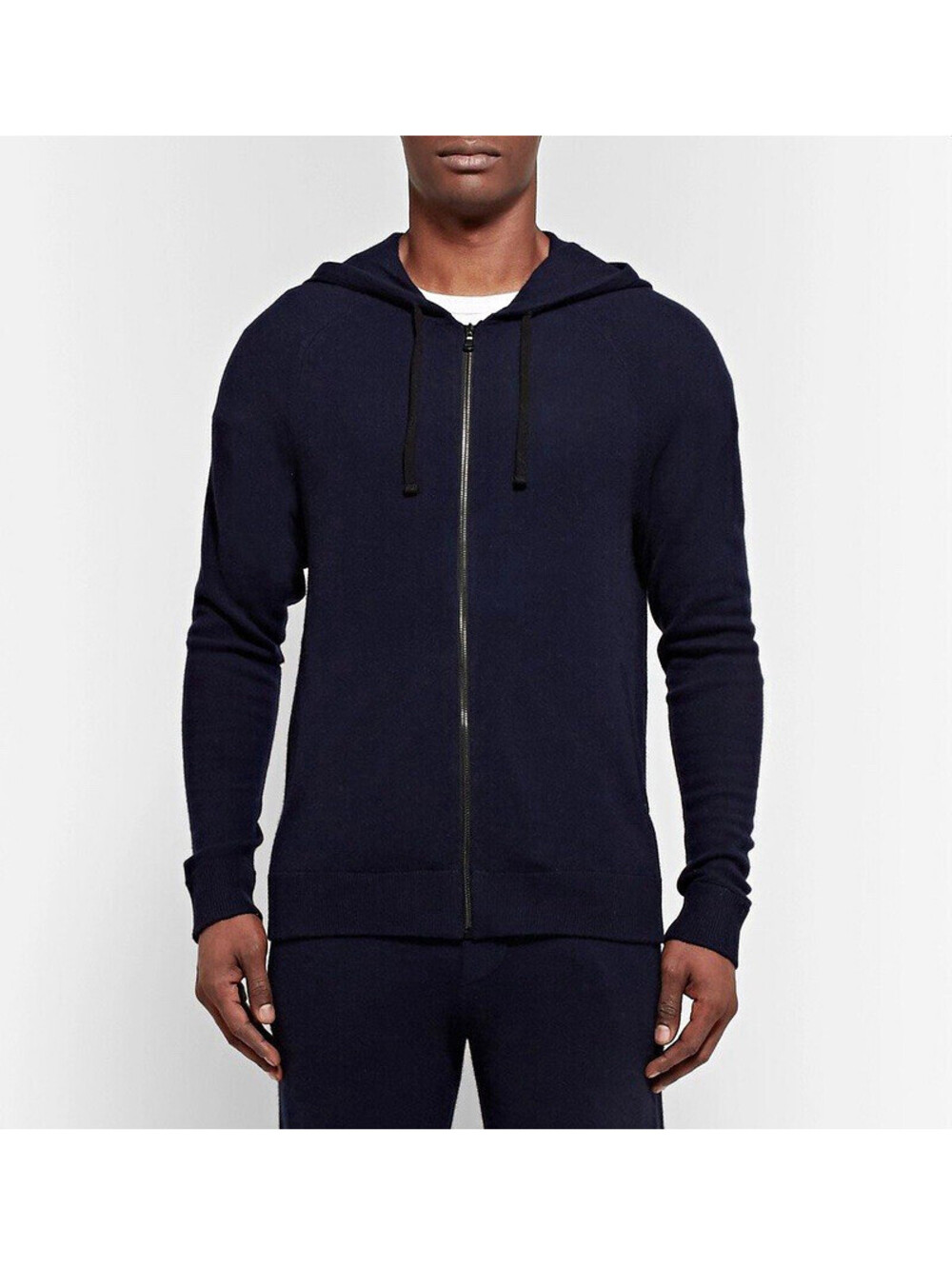 NWT James Perse Men’s Black Baby Cashmere Knit Full Zip Hoodie XL Size 4